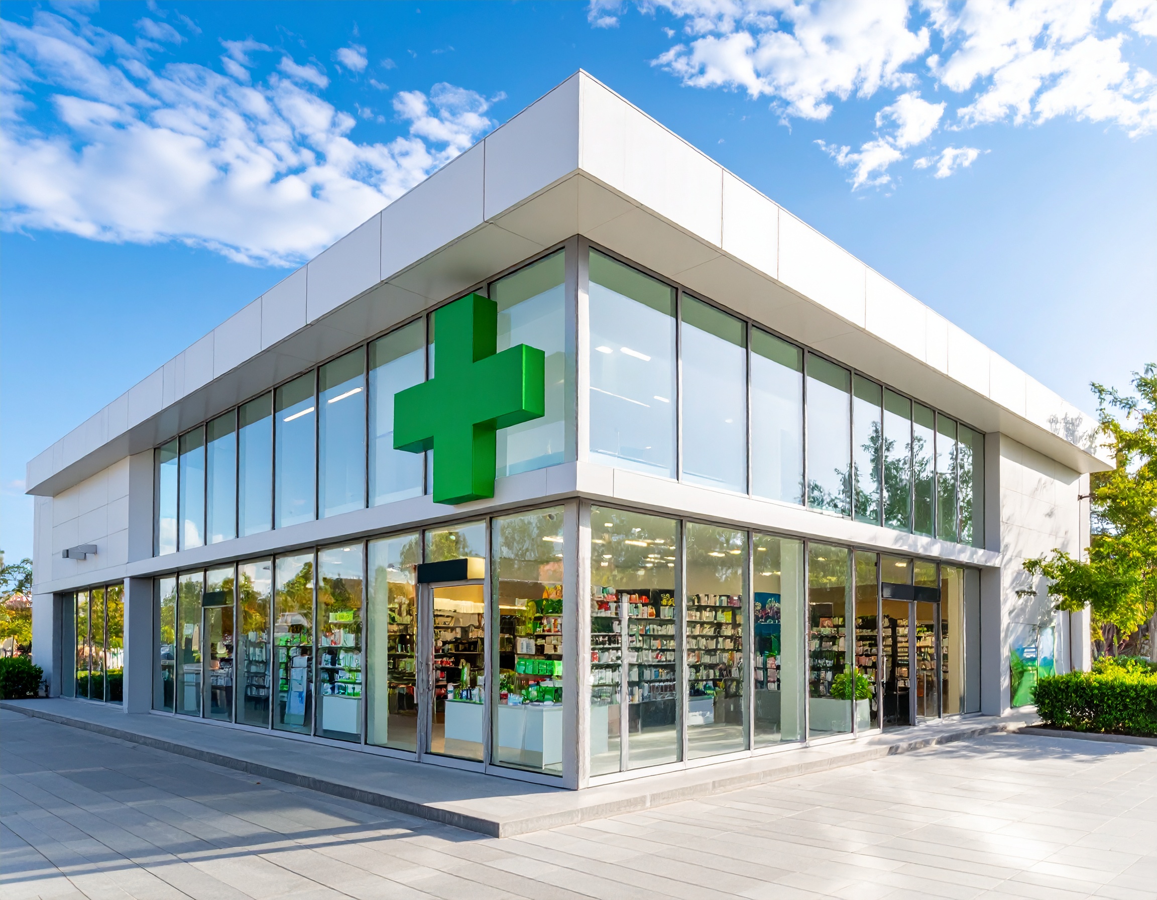 Firefly_A realistic daylight photo of the front of a modern pharmacy in La Réunion. The build 954948