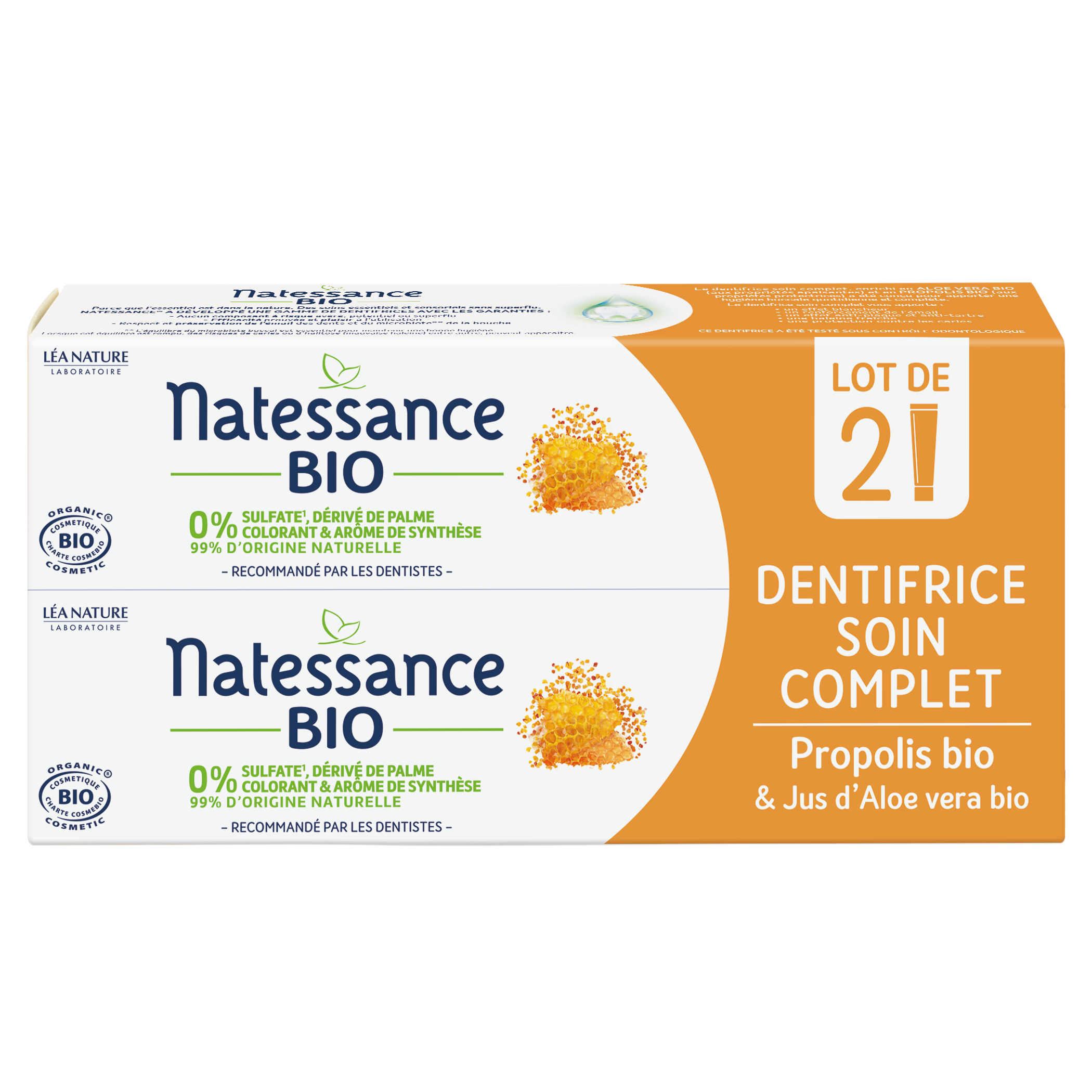Lot 2 Dentifrices soin complet bio Natessance